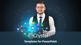  Presentation with application - Cool new slide set with his hand and application backdrop and a  colored foreground