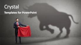  Presentation with shadow - Colorful slide deck enhanced with his hand and big bull backdrop and a gray colored foreground