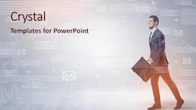  Presentation with walking - Slide deck enhanced with his hand and online communication background and a  colored foreground