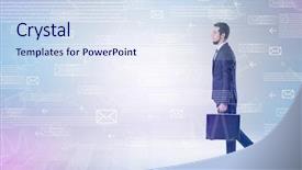  Presentation with walking - PPT theme enhanced with his hand and online communication background and a  colored foreground