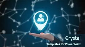  Presentation with futuristic fintech - Beautiful PPT layouts featuring his hand out against futuristic backdrop and a ocean colored foreground