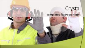  Presentation with safety - Slide deck with his hand to a health background and a white colored foreground