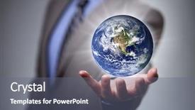  Presentation with hands holding be brave word - Audience pleasing presentation consisting of his hands earth image courtesy backdrop and a gray colored foreground