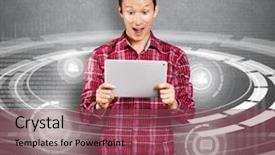  Presentation with asian - PPT layouts having his hands got good news background and a violet colored foreground