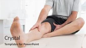  Presentation with leg pain - Colorful presentation theme enhanced with his hands on a pain backdrop and a lemonade colored foreground