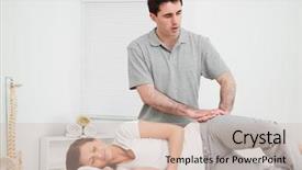  Presentation with patient and nurse holding hands - PPT layouts with his hands on the hip background and a soft green colored foreground