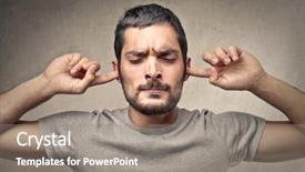  Presentation with hear - Beautiful slide deck featuring his hands over his ear backdrop and a gray colored foreground