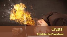  Presentation with reflecting - Theme having his head on fire background and a tawny brown colored foreground