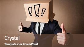  Presentation with cardboard - Slide deck featuring his head with exclamation point background and a violet colored foreground