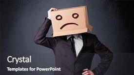  Presentation with sad - PPT layouts with his head with sad face background and a dark gray colored foreground