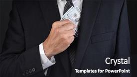  Presentation with breast - PPT theme having his jackets breast pocket background and a dark gray colored foreground