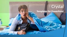  Presentation with managemen - Theme having his job in time managemen background and a  colored foreground