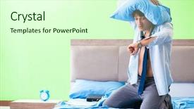  Presentation with managemen - Amazing slide deck having his job in time managemen backdrop and a  colored foreground