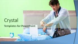  Presentation with managemen - Slide deck with his job in time managemen background and a  colored foreground