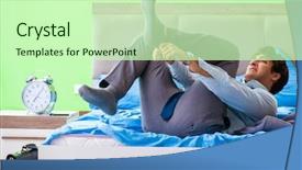  Presentation with managemen - Slide set featuring his job in time managemen background and a soft green colored foreground