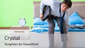  Presentation with managemen - Cool new slides with his job in time managemen backdrop and a  colored foreground