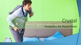  Presentation with managemen - Slide deck consisting of his job in time managemen background and a mint green colored foreground