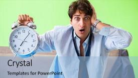  Presentation with managemen - Slide deck consisting of his job in time managemen background and a light blue colored foreground