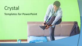  Presentation with managemen - Theme consisting of his job in time managemen background and a soft green colored foreground