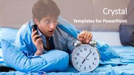  Presentation with managemen - PPT theme enhanced with his job in time managemen background and a coral colored foreground