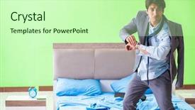  Presentation with managemen - Slide set with his job in time managemen background and a  colored foreground