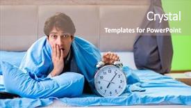  Presentation with managemen - Beautiful slide deck featuring his job in time managemen backdrop and a coral colored foreground