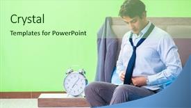  Presentation with managemen - Cool new slide deck with his job in time managemen backdrop and a soft green colored foreground