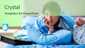  Presentation with managemen - PPT theme enhanced with his job in time managemen background and a soft green colored foreground