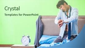  Presentation with managemen - Colorful theme enhanced with his job in time managemen backdrop and a soft green colored foreground