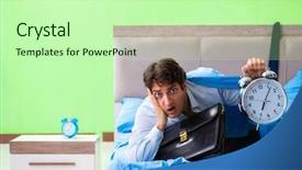  Presentation with managemen - Slides enhanced with his job in time managemen background and a mint green colored foreground