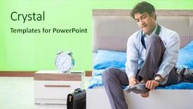  Presentation with managemen - Beautiful slides featuring his job in time managemen backdrop and a soft green colored foreground