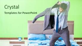  Presentation with job - Slide deck consisting of his job in time managemen background and a soft green colored foreground