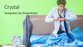  Presentation with managemen - Slide deck featuring his job in time managemen background and a mint green colored foreground