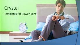  Presentation with managemen - Colorful theme enhanced with his job in time managemen backdrop and a soft green colored foreground