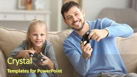  Presentation with daughter - Beautiful theme featuring his little daughter playing videogame backdrop and a tawny brown colored foreground