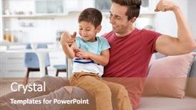  Presentation with father - Cool new theme with his little son compare size backdrop and a coral colored foreground