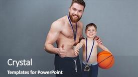  Presentation with golden - Slides featuring his little son with gold background and a ocean colored foreground