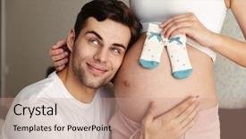  Presentation with hear - PPT theme featuring his lovely pregnant wife background and a coral colored foreground