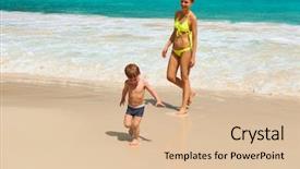  Presentation with 2nd birthday for baby boy - Presentation consisting of his mother playing on beach background and a  colored foreground