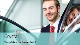  Presentation with dealership - Cool new PPT theme with his new and used cars backdrop and a arctic colored foreground