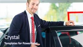  Presentation with dealership - PPT theme having his new and used cars background and a wine colored foreground