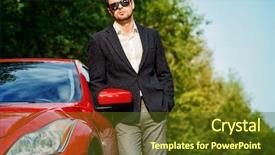  Presentation with sports car - Theme having man in his new sport background and a tawny brown colored foreground