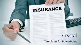  Presentation with insurance - Amazing PPT layouts having his office showing an insurance backdrop and a sky blue colored foreground