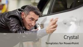  Presentation with parking system - Presentation theme consisting of his palm at underground parking background and a light gray colored foreground