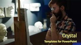  Presentation with contemporary art - PPT theme consisting of his panting on canvas deep background and a wine colored foreground