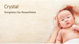  Presentation with baptism baby boy - PPT layouts with his parent with their hands background and a  colored foreground