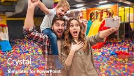  Presentation with single parents child counselling - Colorful slides enhanced with his parents in entertainment game backdrop and a coral colored foreground