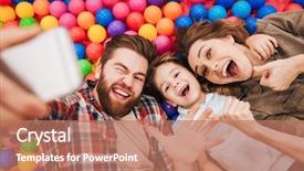  Presentation with happy image - Slides featuring his parents in entertainment game background and a coral colored foreground