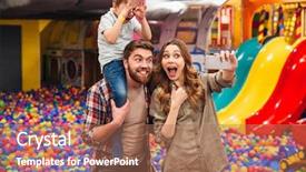  Presentation with parents - Cool new PPT theme with his parents in entertainment game backdrop and a coral colored foreground