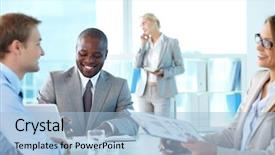  Presentation with mortgage partners - Amazing presentation having his partners interacting at meeting backdrop and a light blue colored foreground